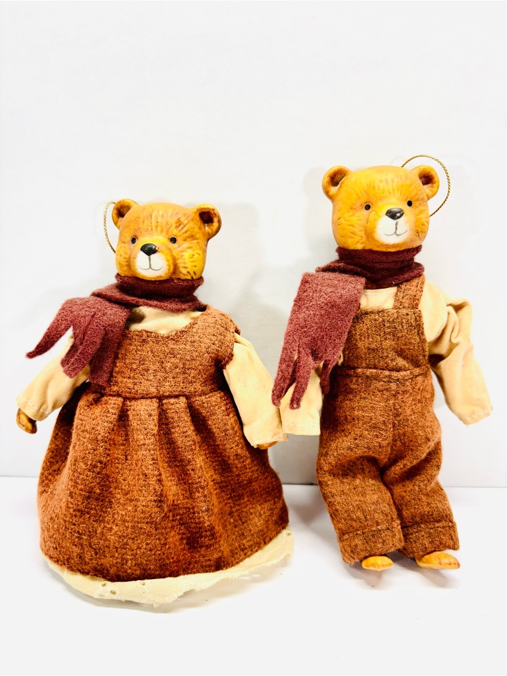 Naturaltrim Collection 6” Teddy Bear Doll Ornaments Made In Taiwan Vintage 1997